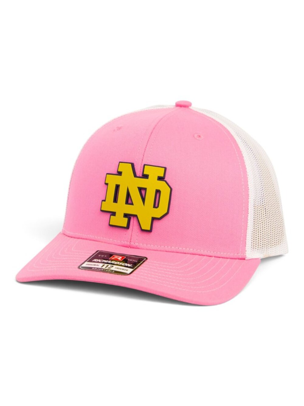 Notre Dame Fighting Irish Gold 3D Snapback Trucker Hat- Pink/ White